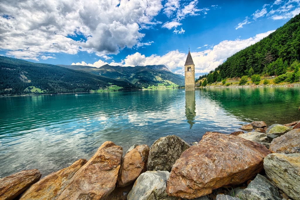 Bell,Tower,Of,The,Reschensee,(resia),South,Tyrol,Italy