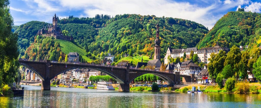 Cochem Mosel Brücke Reichsburg Mosel Rad Wandern Schiff